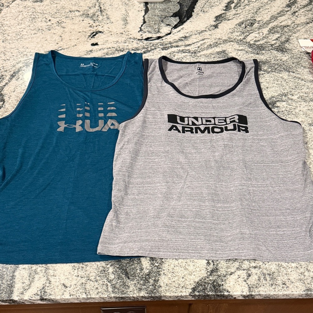 Under Armour Teal and Gray Tank Tops